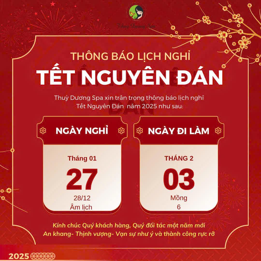 THÔNG BÁO LỊCH NGHỈ TẾT NGUYÊN ĐÁN 2025