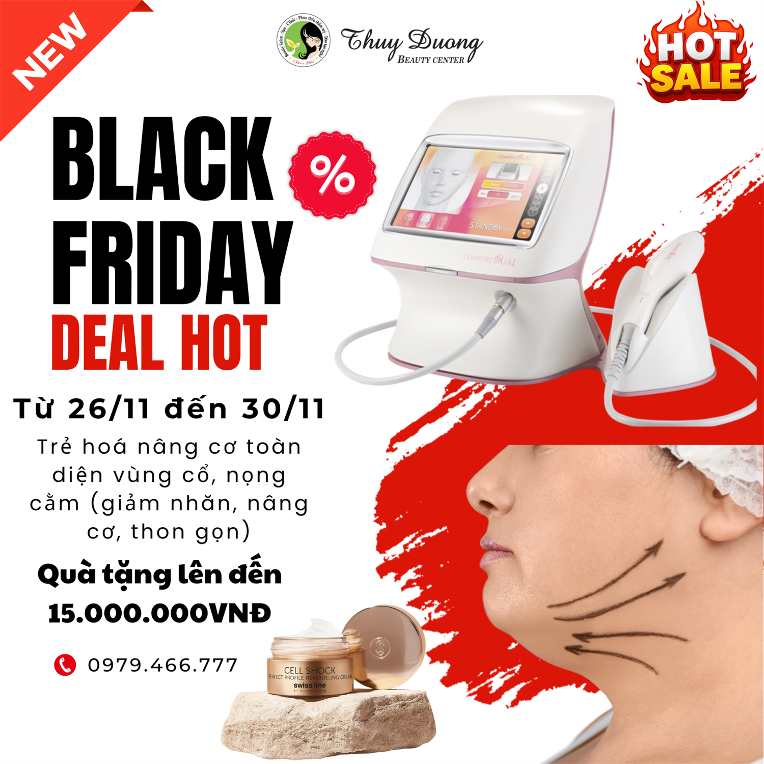 CTKM ĐẶC BIỆT: Trẻ hoá toàn diện - nâng cơ & xoá nhăn vùng cổ, nọng cằm